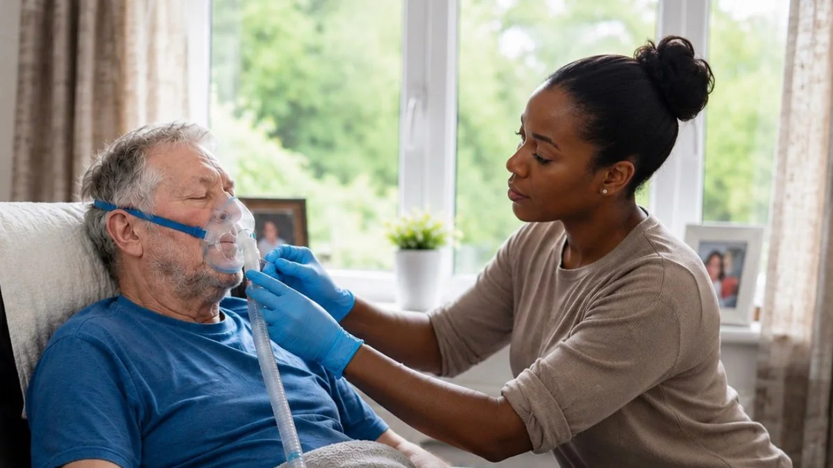 Adult receiving complex respiratory care and ventilation support at home